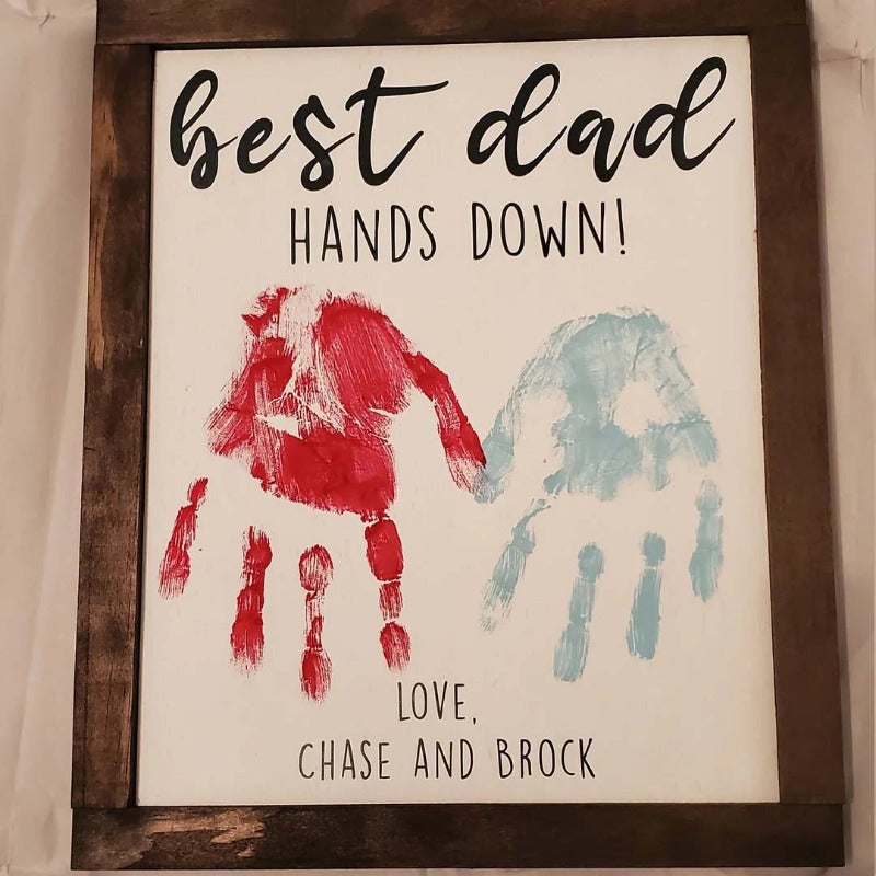 Personalized Best Dad Hands Down, Father's Day Sign