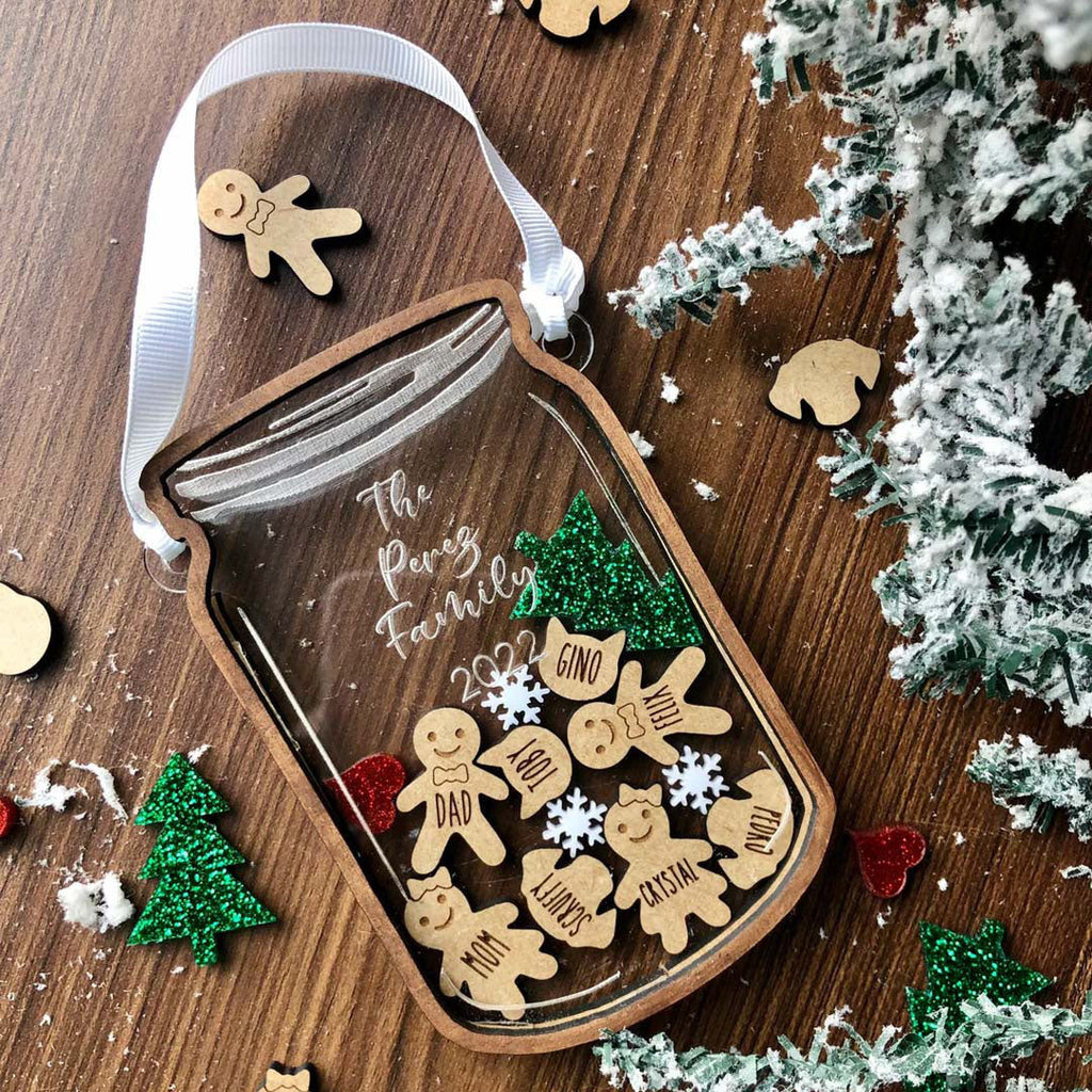 Personalized Family Gingerbread Mason Jar, Christmas Ornament 2022