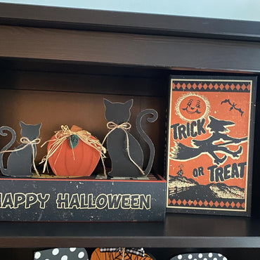 Wooden Cat Halloween Table Decoration