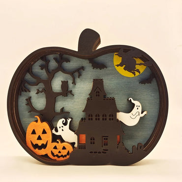 Pumpkin Wood 3D Haunted House Decoration